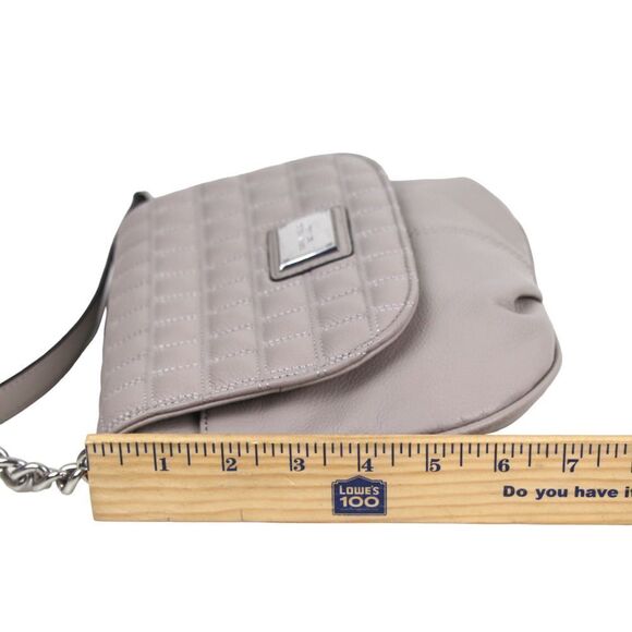 Tignanello STITCHED BEIGE GENUINE LEATHER FLAP CHAIN X-BODY SHOULDER BAG HANDBAG - Picture 13 of 15